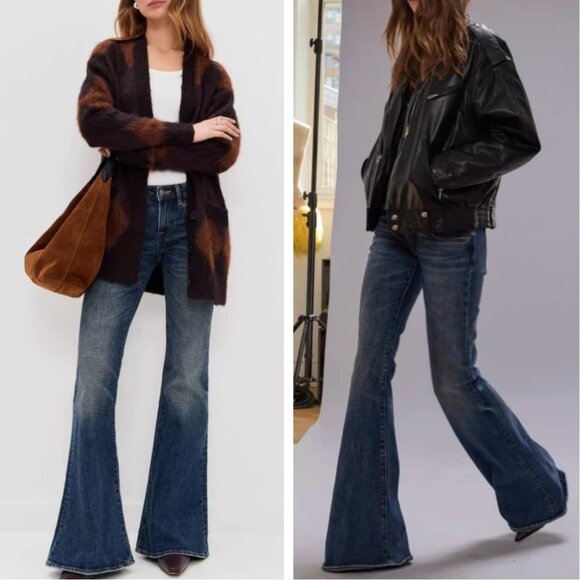 R13 Denim - R13 Blue Flared Wide-Leg Jeans